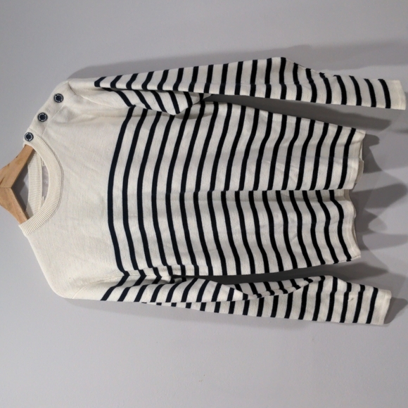 MILLSTRAND Co . Women's Adrie Pullover Sweater in Navy Cream Stripes Size XL - Picture 2 of 9